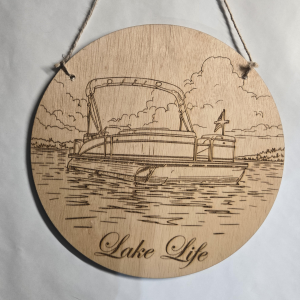 Pontoon lake life wooden sign