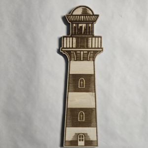 wooden light house, raw now paint